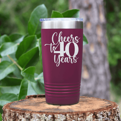 Maroon Birthday Tumbler With Cheers To Fourty Years Design
