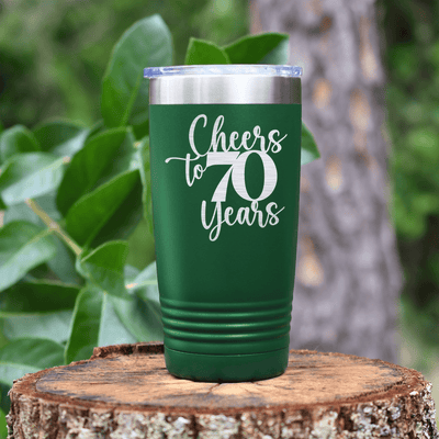 Green Birthday Tumbler With Cheers To Seventy Years Design