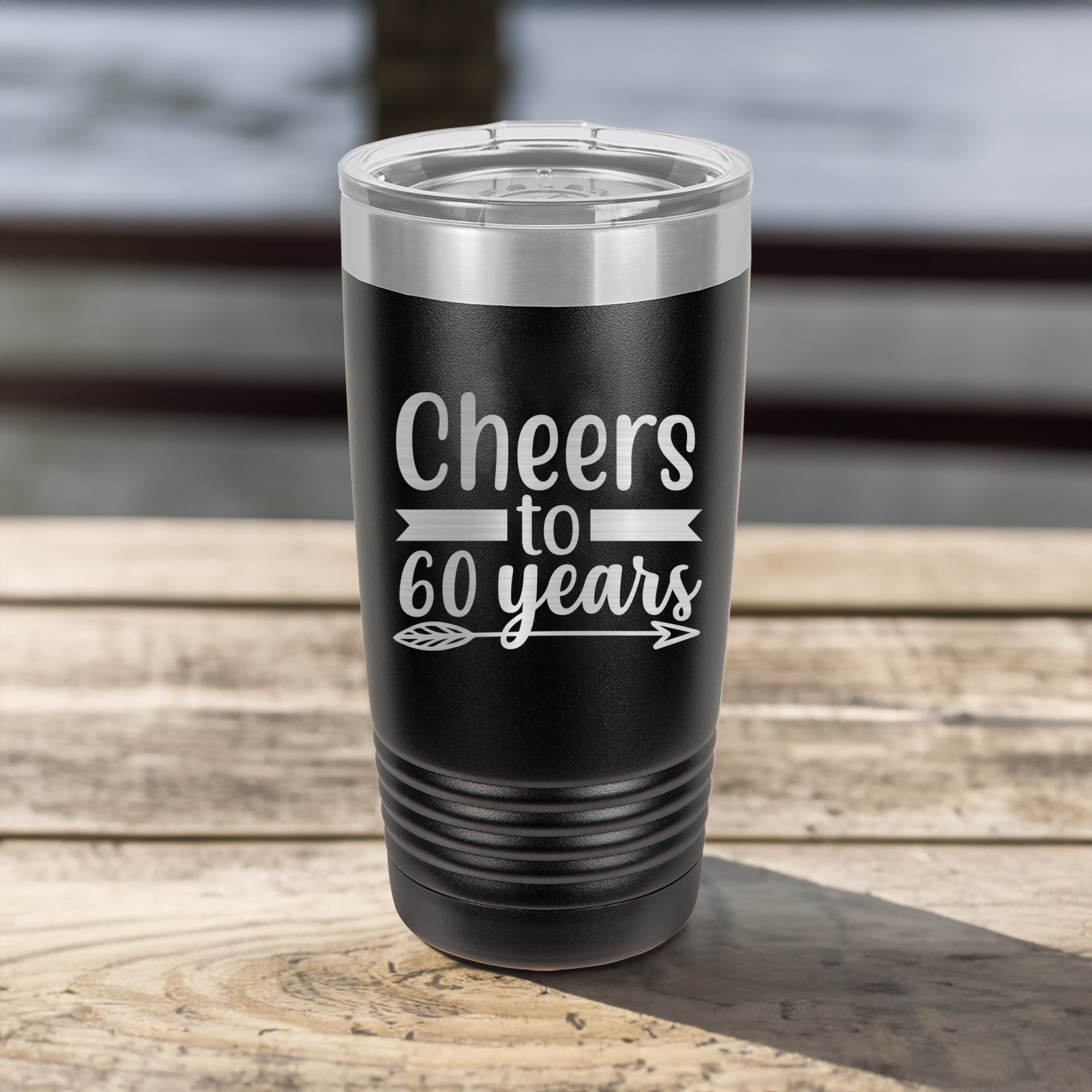 Funny Cheers To Sixty Arrow Ringed Tumbler