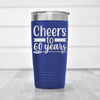 Blue Birthday Tumbler With Cheers To Sixty Arrow Design