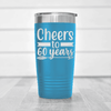 Light Blue Birthday Tumbler With Cheers To Sixty Arrow Design