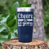 Navy Birthday Tumbler With Cheers To Sixty Arrow Design