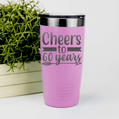 Pink Birthday Tumbler With Cheers To Sixty Arrow Design