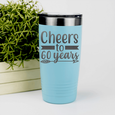 Teal Birthday Tumbler With Cheers To Sixty Arrow Design