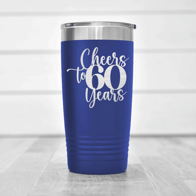 Blue Birthday Tumbler With Cheers To Sixty Years Design