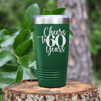 Green Birthday Tumbler With Cheers To Sixty Years Design