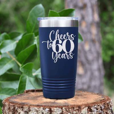 Navy Birthday Tumbler With Cheers To Sixty Years Design