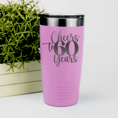 Pink Birthday Tumbler With Cheers To Sixty Years Design