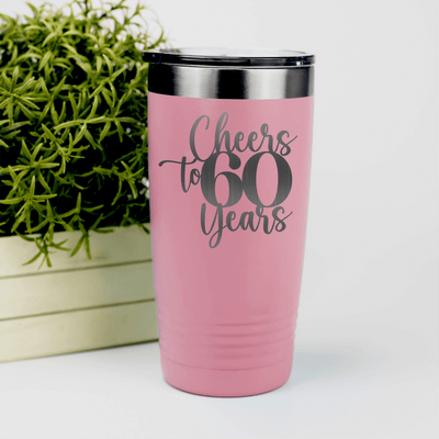 Salmon Birthday Tumbler With Cheers To Sixty Years Design
