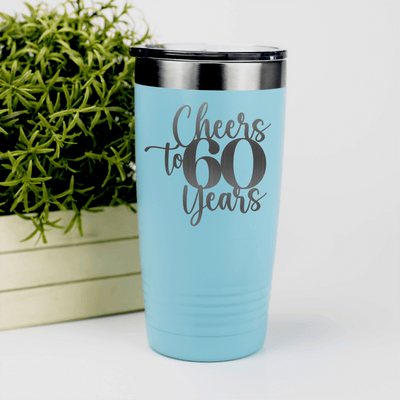 Teal Birthday Tumbler With Cheers To Sixty Years Design