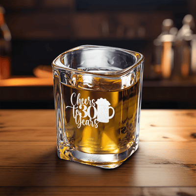 Cheers To Thirty Beer Square Shotglass