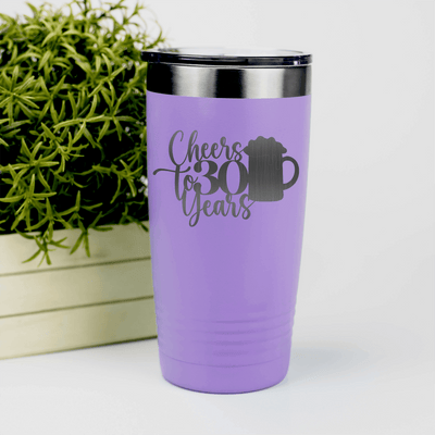 Light Purple Birthday Tumbler With Cheers To Thirty Beer Design