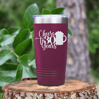 Maroon Birthday Tumbler With Cheers To Thirty Beer Design