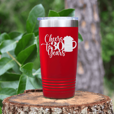 Red Birthday Tumbler With Cheers To Thirty Beer Design