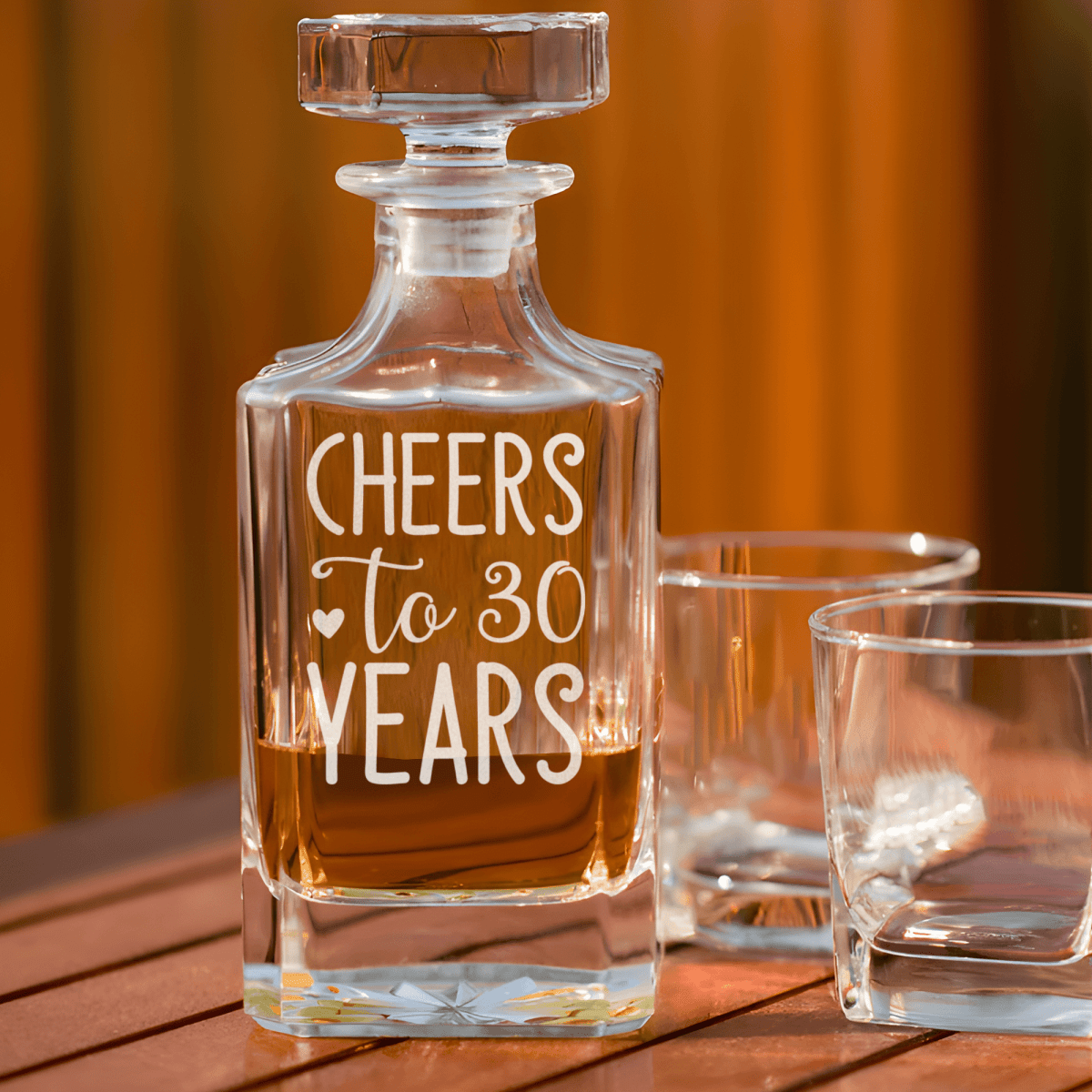 Birthday Whiskey Decanter With Cheers To Thirty Design