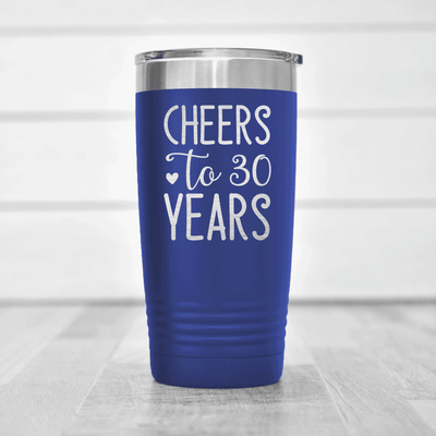 Blue Birthday Tumbler With Cheers To Thirty Design