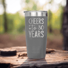 Grey Birthday Tumbler With Cheers To Thirty Design
