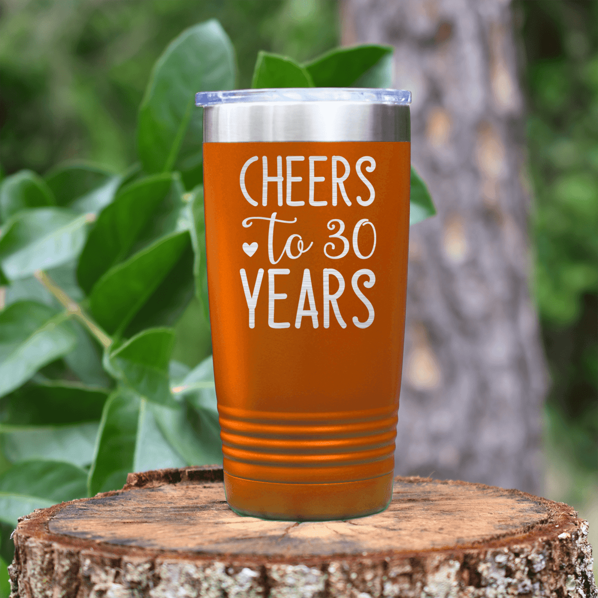 Orange Birthday Tumbler With Cheers To Thirty Design
