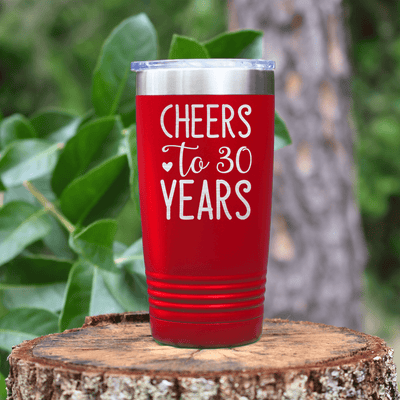 Red Birthday Tumbler With Cheers To Thirty Design
