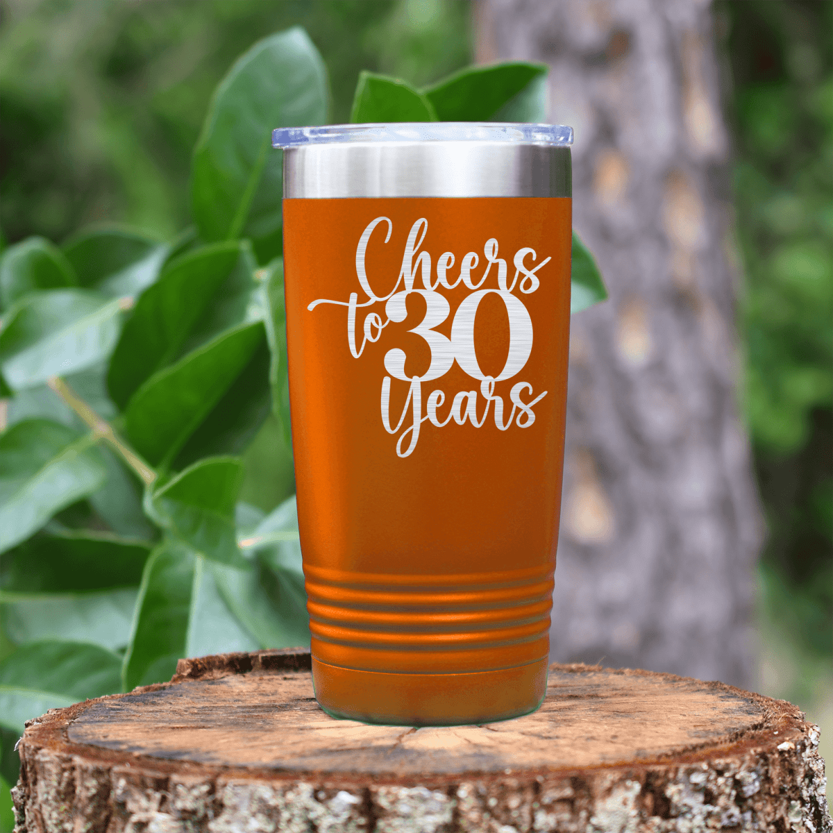 Orange Birthday Tumbler With Cheers To Thirty Years Design