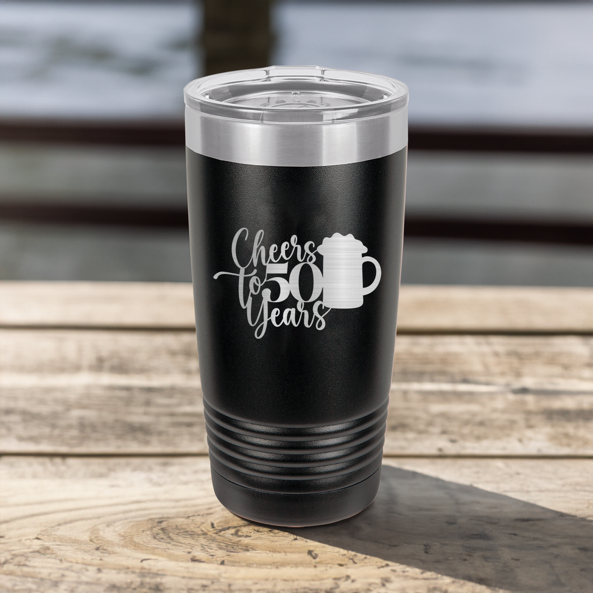 Funny Cheers to 50 Years Beers Ringed Tumbler