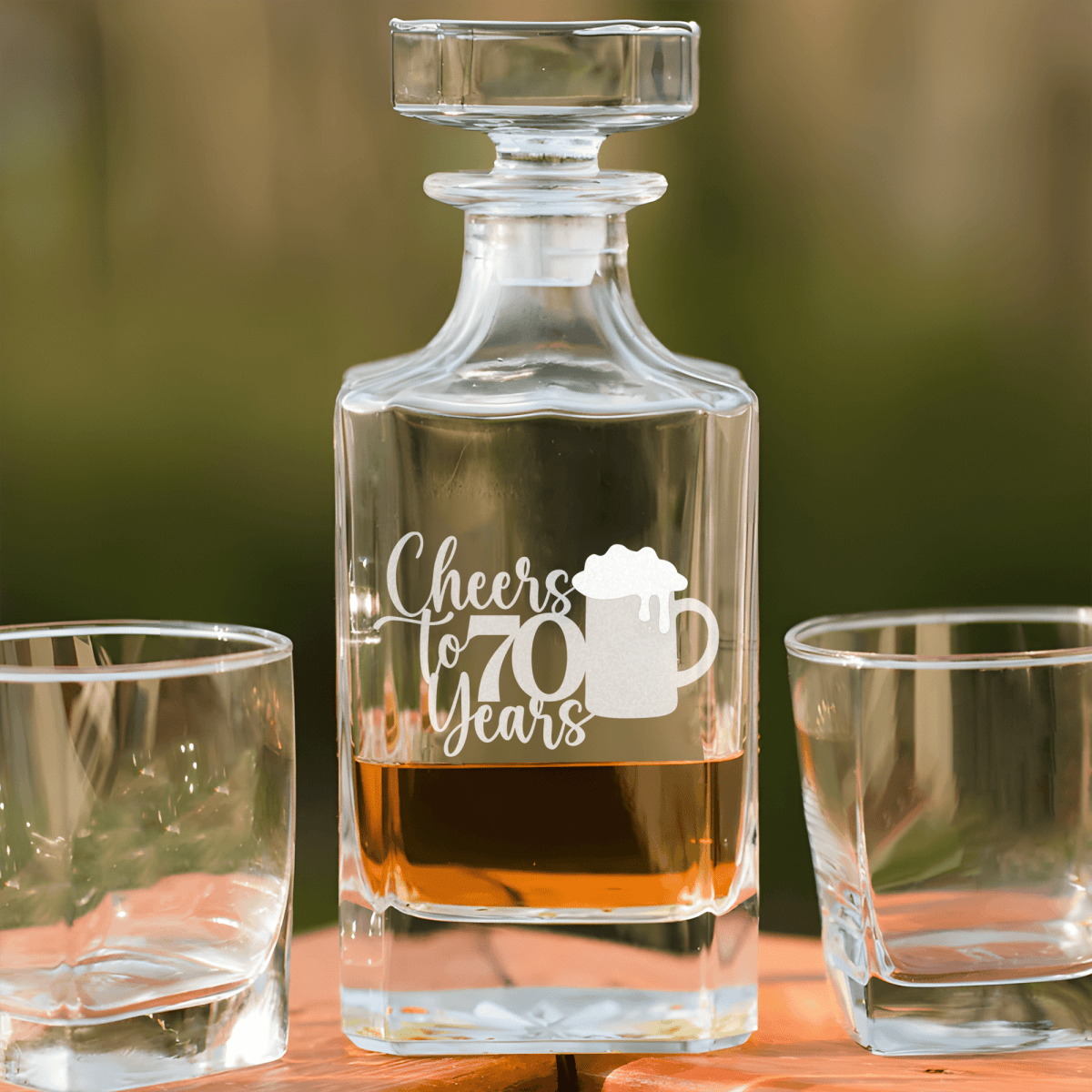 Birthday Whiskey Decanter With Cheers To 70 Years Beer Design