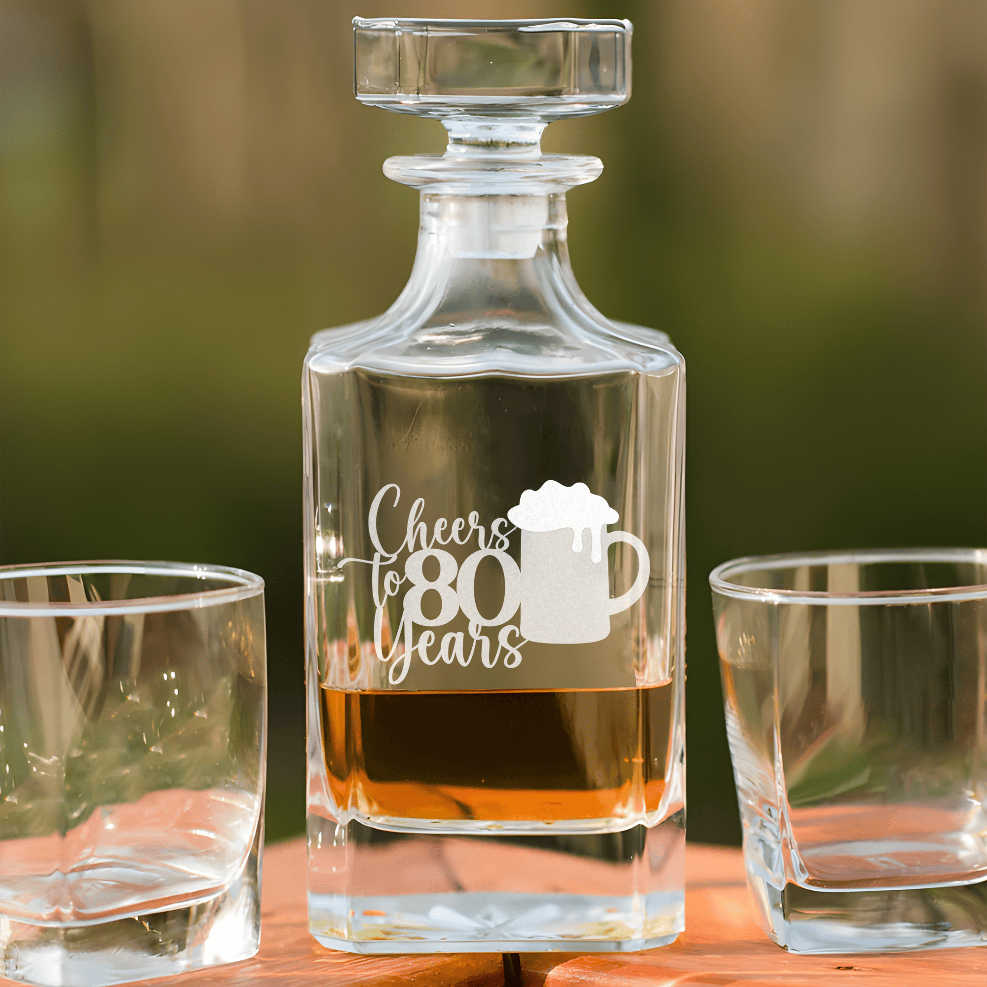 Birthday Whiskey Decanter With Cheers To 80 Years Beer Design