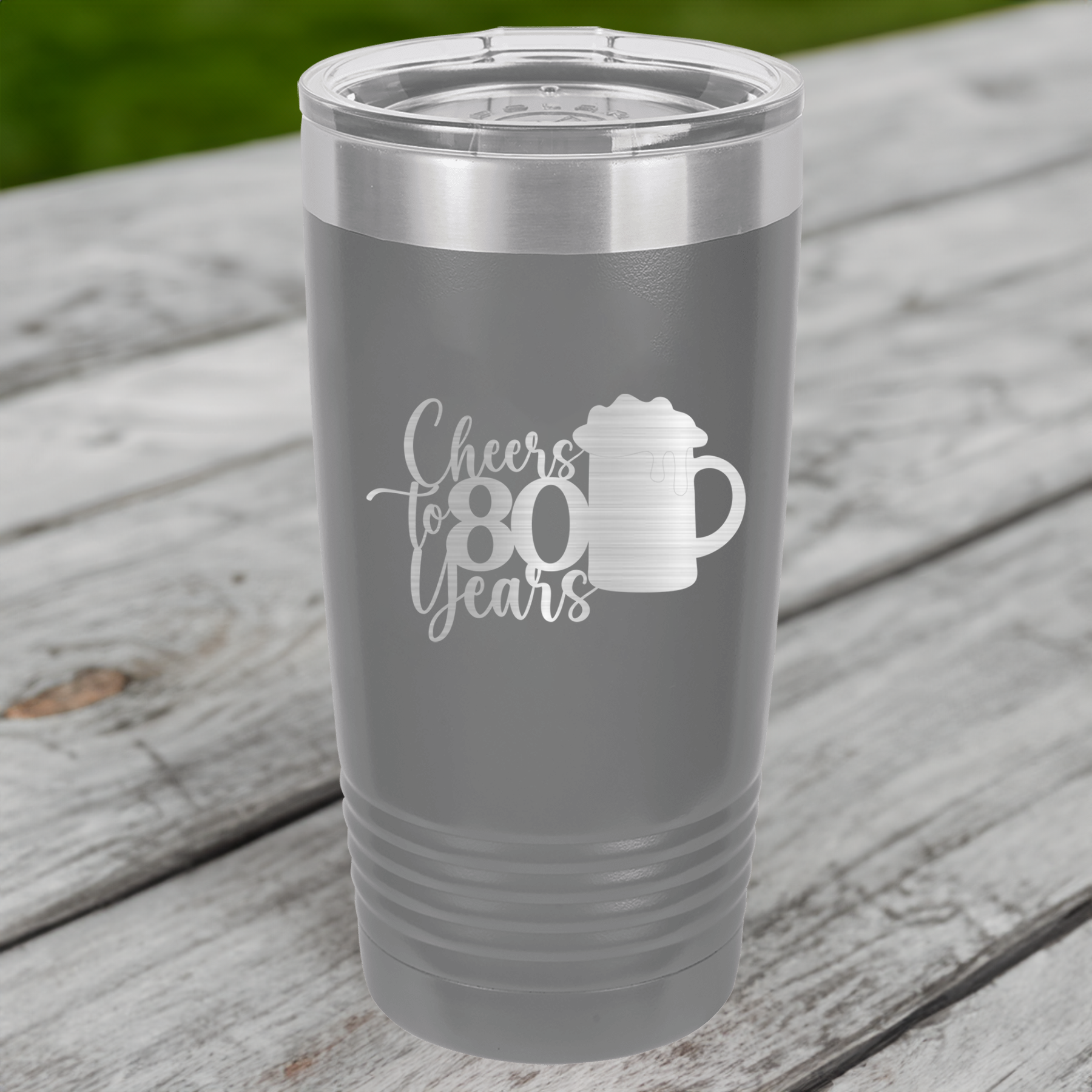 Funny Cheers to 80 Years Beer Ringed Tumbler