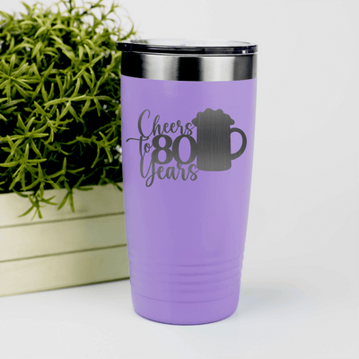 Light Purple Birthday Tumbler With Cheers To 80 Years Beer Design