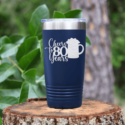 Navy Birthday Tumbler With Cheers To 80 Years Beer Design