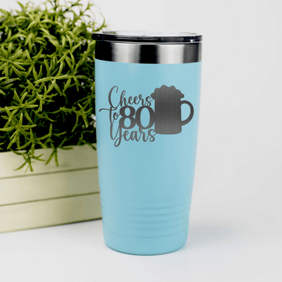 Teal Birthday Tumbler With Cheers To 80 Years Beer Design
