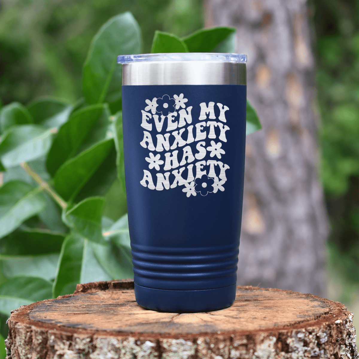 Navy funny tumbler Chronically Anxious