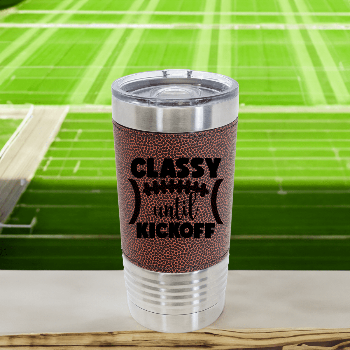 Unique Personalized Class Meets Gridiron Passion Football Tumbler Customized Football Tumbler Gifts for Men by Groovy Guy