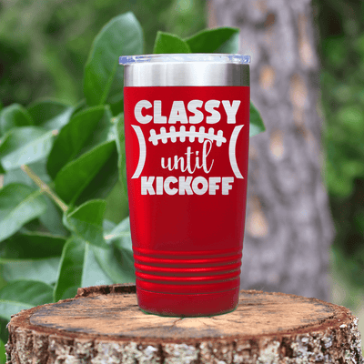 Red football tumbler Class Meets Gridiron Passion