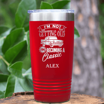Red Funny Old Man Tumbler With Classic Aged Design