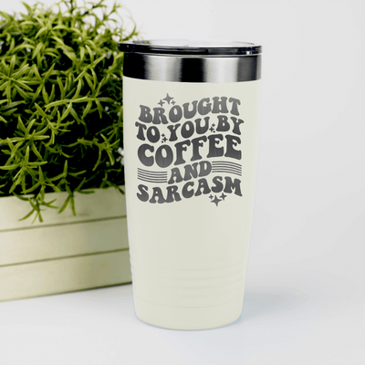 White funny tumbler Coffee And Sarcasm