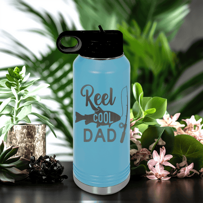Light Blue Fathers Day Water Bottle With Coolest Fishing Dad Design