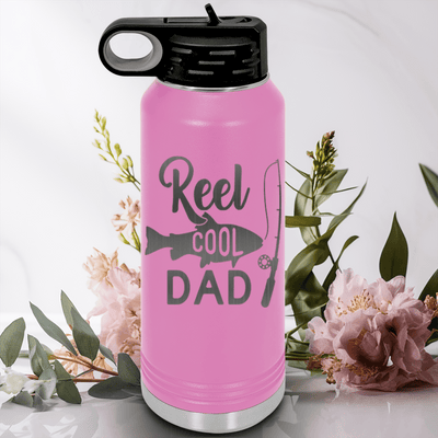 Light Purple Fathers Day Water Bottle With Coolest Fishing Dad Design