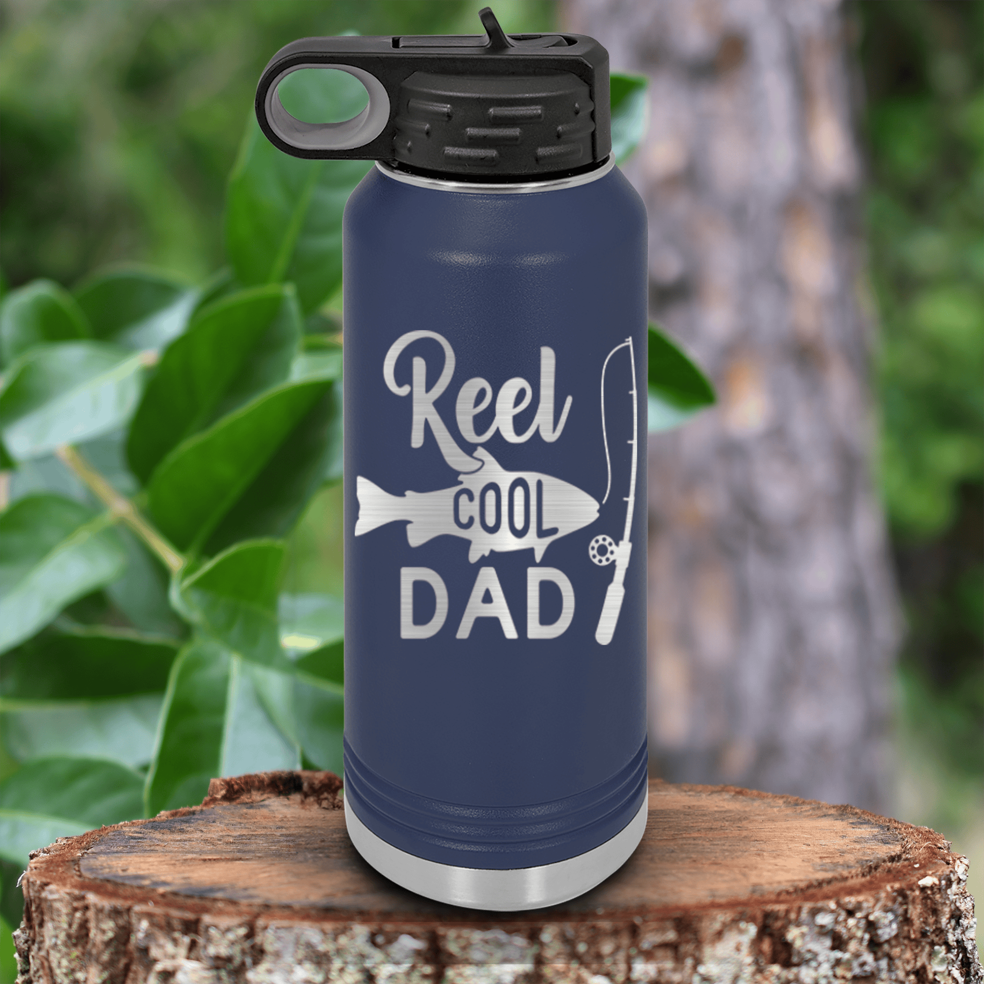 Navy Fathers Day Water Bottle With Coolest Fishing Dad Design