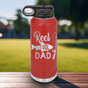Red Fathers Day Water Bottle With Coolest Fishing Dad Design