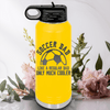 Yellow Soccer Water Bottle With Coolest Guy On The Sideline Design