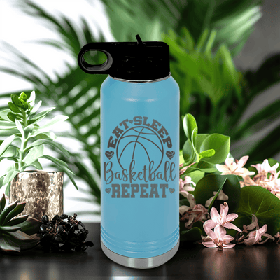 Light Blue Basketball Water Bottle With Court Dreams And Daily Life Design