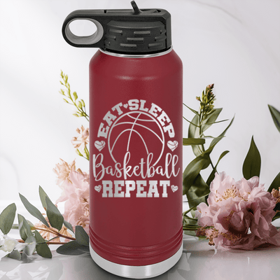 Maroon Basketball Water Bottle With Court Dreams And Daily Life Design
