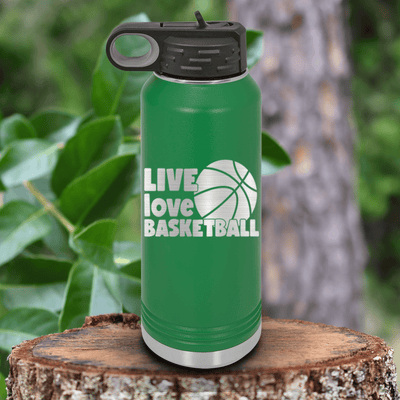 Green Basketball Water Bottle With Court Love Affair Design