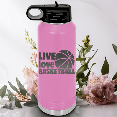 Light Purple Basketball Water Bottle With Court Love Affair Design