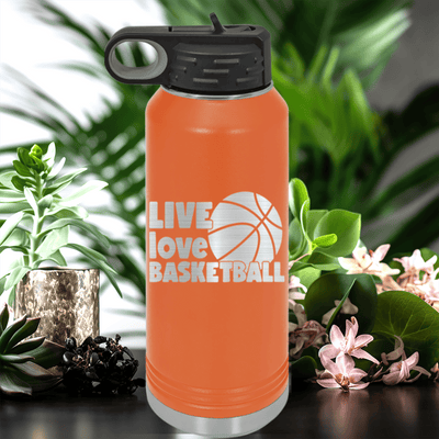 Orange Basketball Water Bottle With Court Love Affair Design