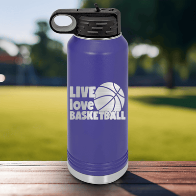 Purple Basketball Water Bottle With Court Love Affair Design