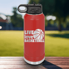 Red Basketball Water Bottle With Court Love Affair Design