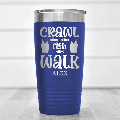 Blue Fishing Tumbler With Crawl Fish Walk Design