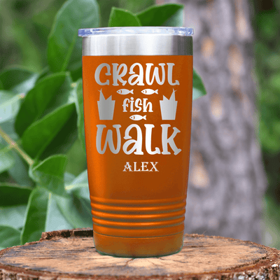 Orange Fishing Tumbler With Crawl Fish Walk Design